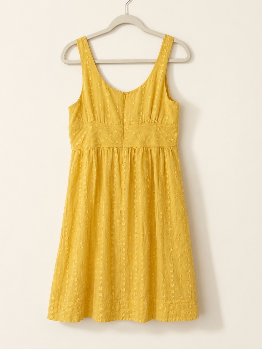 Vince Yellow Textured Cotton Silk Sleeveless Fit & Flare Dress Size 12 - Picture 4 of 9